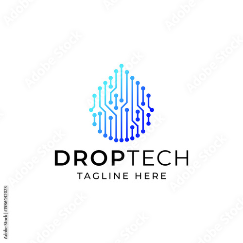 Water drop technology logo and digital Vector Image