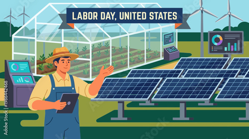 Labor Day United States Smart Agriculture and Green Energy Concept