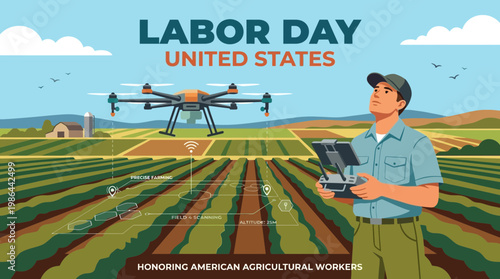 Labor Day Illustration Honoring American Agricultural Workers