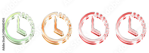 3D Glass Clock History 3D Icon Pack Isolated on Transparent Background – Concept of Technology and Interface Design – Transparent Liquid Glass Icon – 3D CGI Illustration