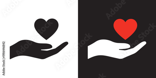 Hand Holding Heart Icon for Charity Donation Healthcare Support and Philanthropy Design