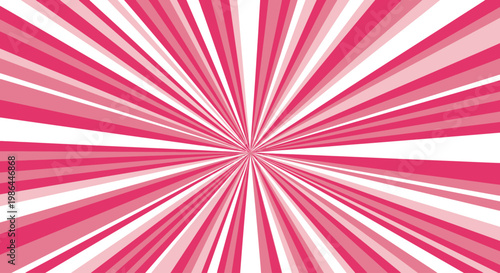 Pink radial stripes background. Trendy comic sunburst effect. Surprise manga. Circus or carnival pattern. Candy color. Concentrated lines. Vector illustration