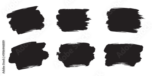 set of Black grunge brush stroke. Rough ink paint blocks and redacted censorship bars for professional design.