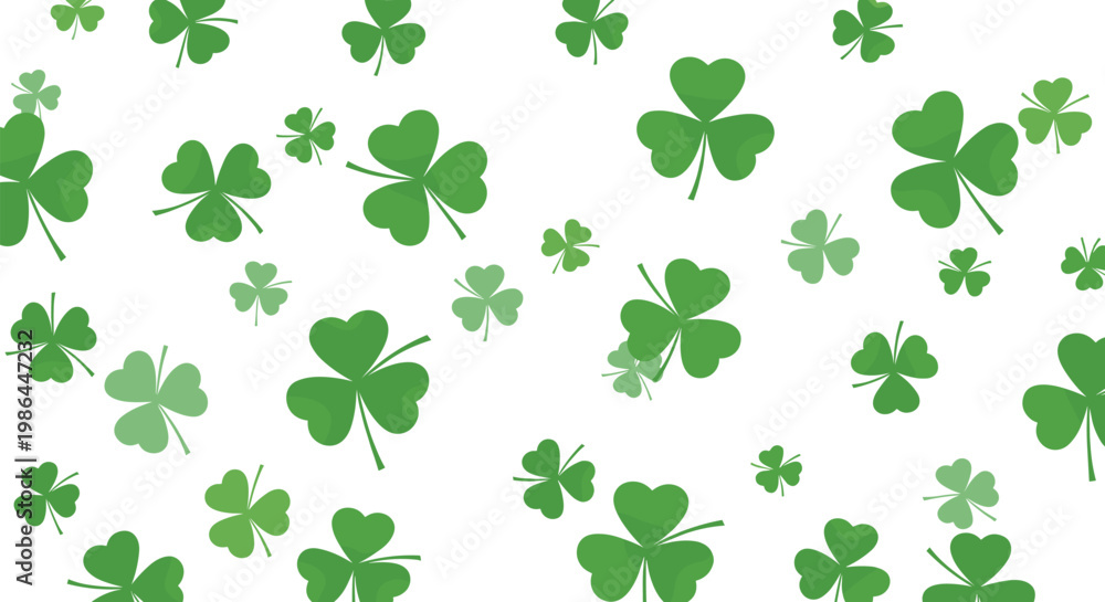 Fototapeta premium Green Shamrock Clover Pattern Background for Saint Patrick's Day Celebration, Irish Festival, Holiday Card, and Festive Decoration Designs
