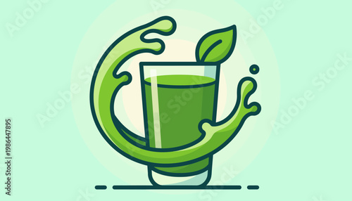Green tea leaf logo design.