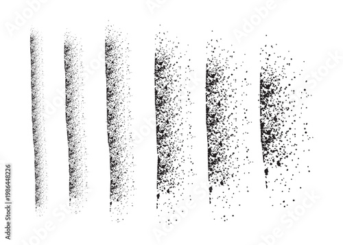 Paint spray noise of grains or brush dust and black set sand particles, vector abstract shape effect. Wavy spray paint in graffiti ink style with grainy noise texture of black dots and rough dust