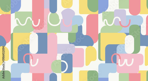 Seamless pattern featuring colorful hearts colored pencils and vibrant clothes in a playful vector design style