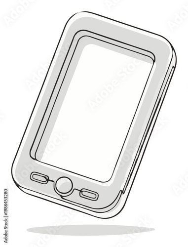 Smart thermostat top down line art icon. Generative AI