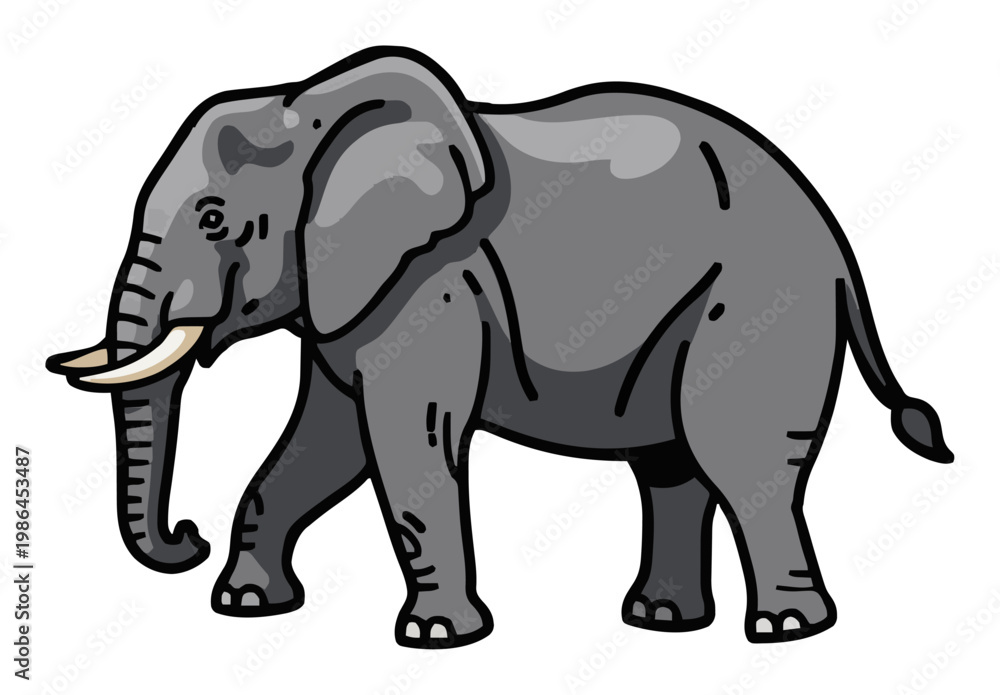Fototapeta premium African elephant jumping side view vector illustrati.... Generative AI