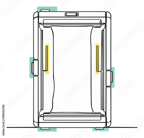 Vacuum sealer machine top down line art icon. Generative AI