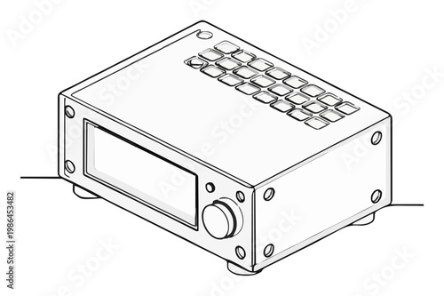 Home theater receiver isometric line art vector icon.... Generative AI