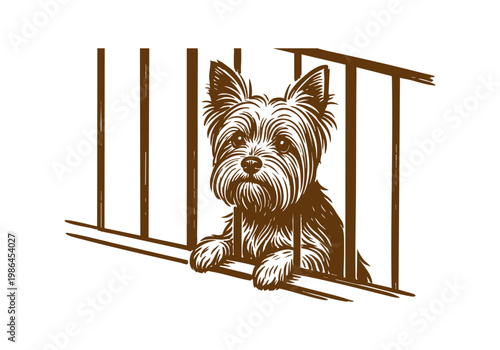 Yorkshire Terrier Dog hand drawn simple sketch vector illustration