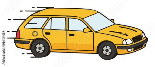 Station wagon speeding car with motion blur. Generative AI