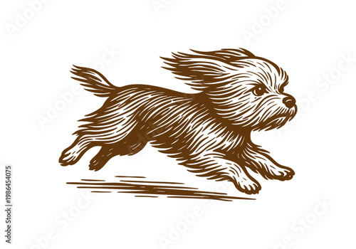 Yorkshire Terrier Dog hand drawn simple sketch vector illustration