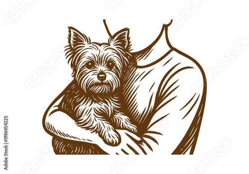 Yorkshire Terrier Dog hand drawn simple sketch vector illustration