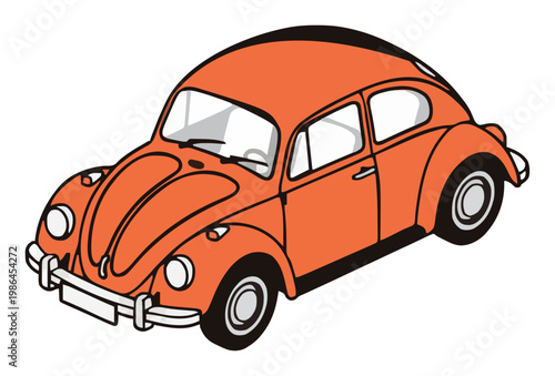 Classic beetle car vintage automobile isometric illu.... Generative AI