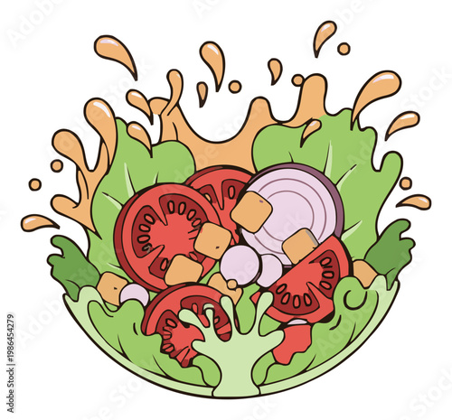 Fresh cobb salad bowl vector illustration. Generative AI