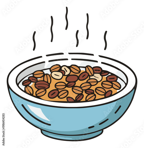 Healthy granola bowl breakfast vector illustration. Generative AI