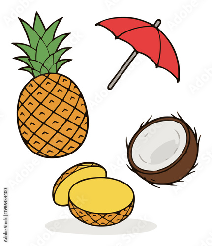 Tropical pina colada cocktail isometric vector illus.... Generative AI