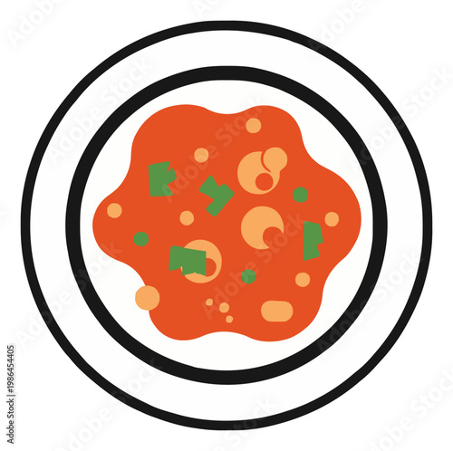 Traditional beef stroganoff top down view vector ill.... Generative AI