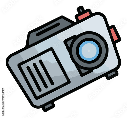 Retro slide projector top down view vector illustration. Generative AI