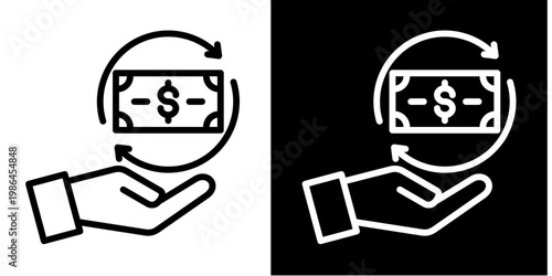 Money Transfer Icon Set White Style Collection