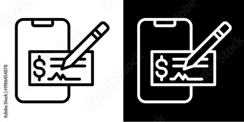 Mobile Check Payment Icon Set White Style Collection