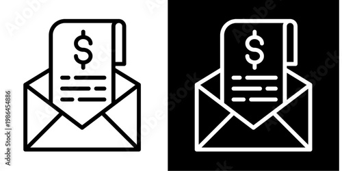 Email Billing Icon Set White Style Collection