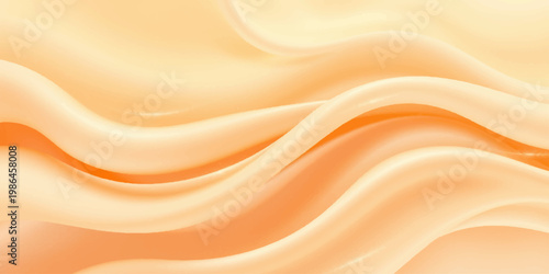 A flowing golden silk background features abstract orange waves with a soft satin texture and liquid motion design on a glowing textile backdrop
