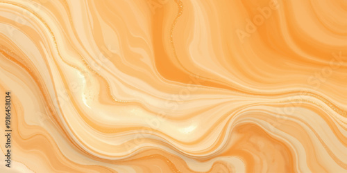 Abstract orange and brown background with golden silk texture featuring soft liquid waves of flowing satin fabric in a shiny motion design