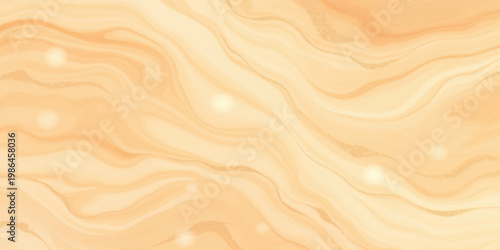 Abstract brown wood texture background with golden silk fabric waves and flowing liquid light patterns on a luxury satin material design