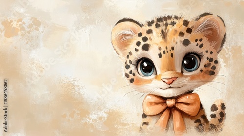 Cute Baby Leopard with Bow Tie.