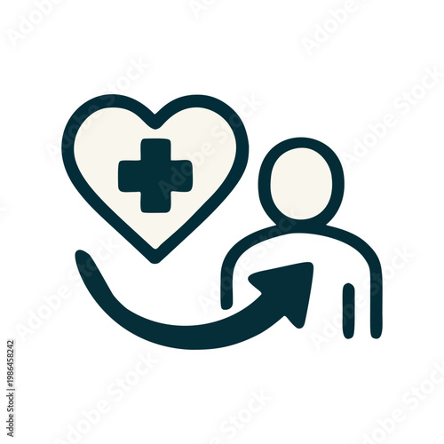 Outline Simple Helping Hand Heart and Arrow Symbol Sign Icon