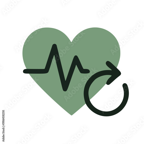 Simple Flat Heartbeat Sign with Arrow Cycle Refresh Icon Illustration