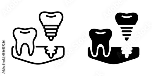 Dental implant icon, element icon for design branding, print, and digital media