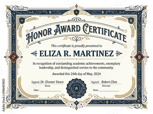 Official Honor Award Certificate for Eliza R