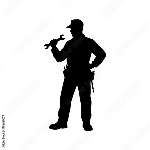 silhouette of a mechanic holding a wrench