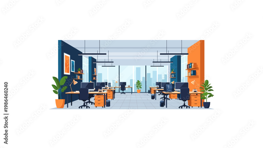 Fototapeta premium Modern office workspace with computers.