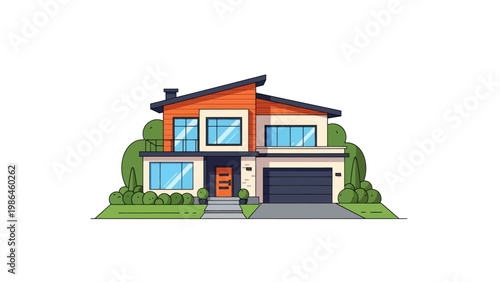 Modern suburban house with garage.