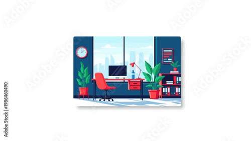 Office worker on a computer desk.