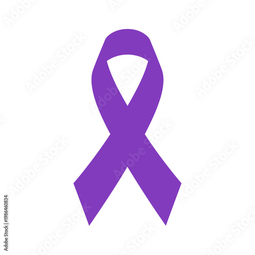 Purple awareness ribbon symbol with subtle gradients isolated on white background, representing lupus, Alzheimer's disease, pancreatic cancer, and domestic violence support campaigns.