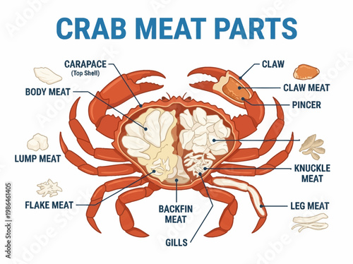 Anatomy of a Crab A Detailed Illustration of Crab Meat Parts and Their Locations