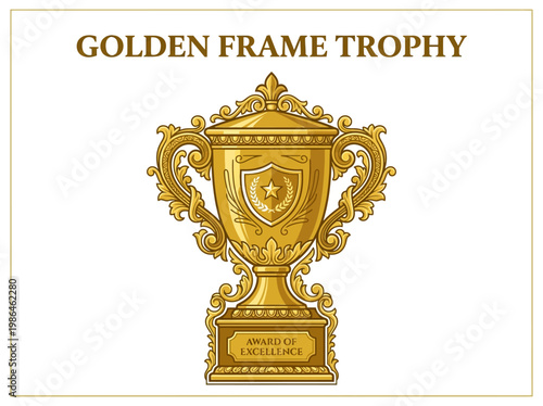 A Classic Golden Trophy with Intricate Designs, Symbolizing Achievement and Excellence