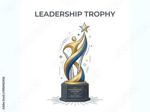A prestigious leadership award trophy with a star on top, symbolizing achievement and recognition