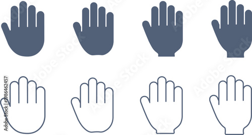 指を揃えたシンプルな片手のマークのアイコンセット