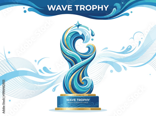Quadro su tela Wave Trophy Award Illustration A Symbol of Achievement and Maritime Excellence