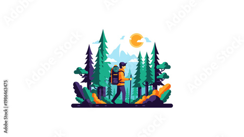 Person Wearing Backpack Hiking Outdoors.