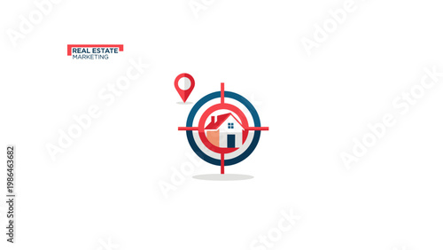 Real Estate House Location Icon Design.