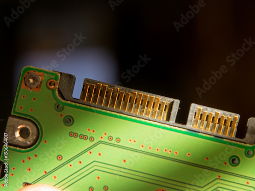  Close-Up of Circuit Board Connector with Golden Pins