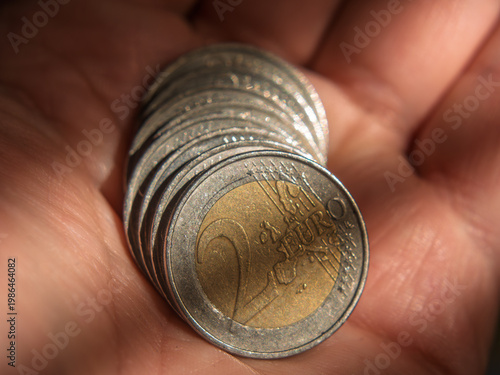 Coins in Hand: Close-Up of Euro Currency